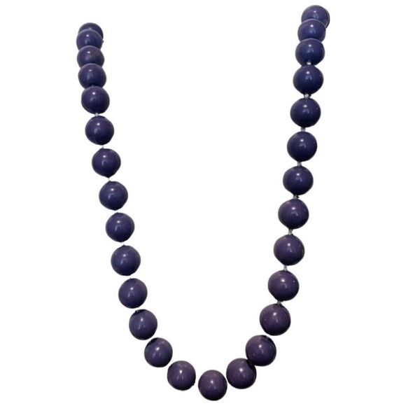 Vintage Periwinkle Purple Double Knot Single strand Classic Necklace 44” Heavy - Picture 4 of 11